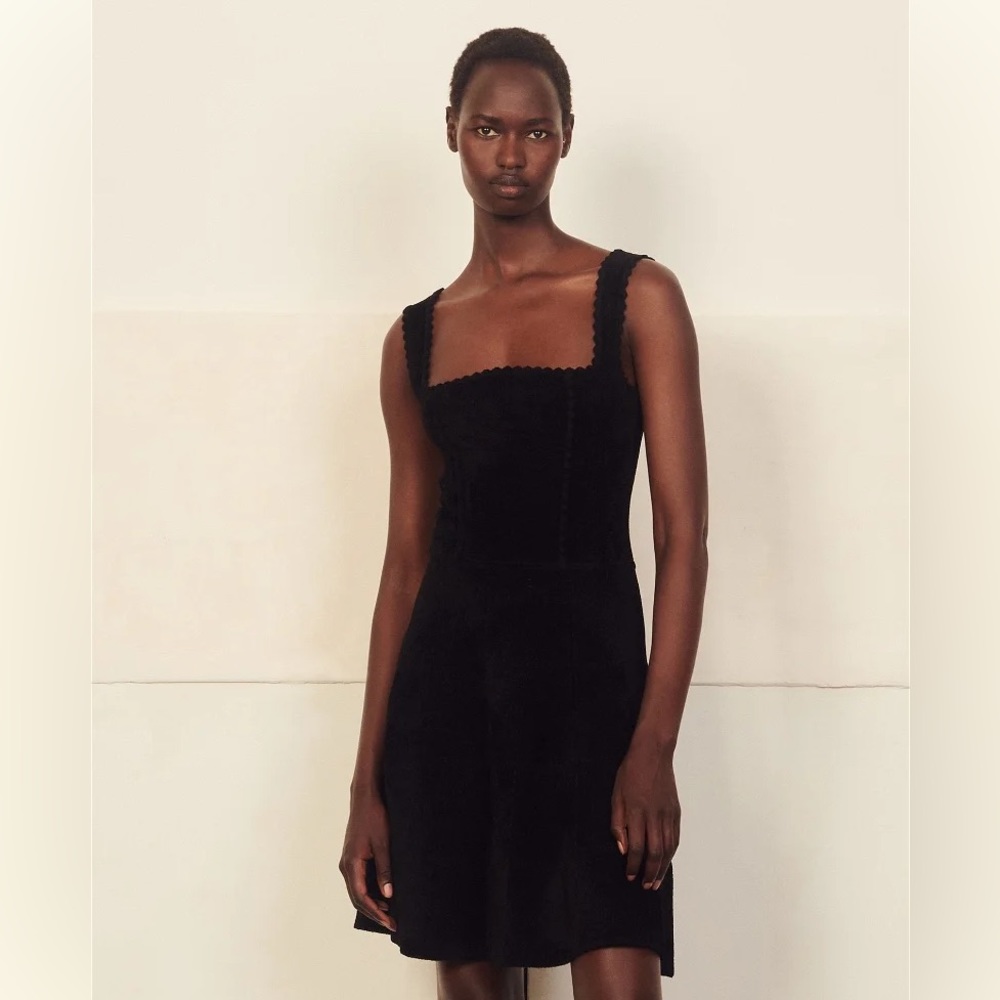 Sandro Chenille Knit Bustier Dress